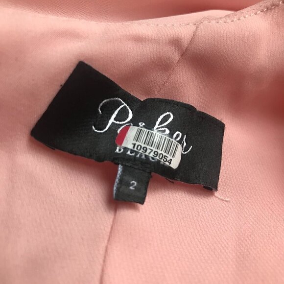 Parker Pink Sharon One Shoulder Chiffon Asymmetrical Hem Evening Gown Size 2 - Picture 4 of 5